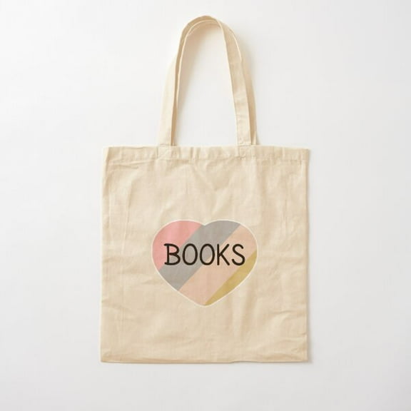 I Love Books Heart Cotton Tote Bag Canvas Tote Bag, Family Gift For Mother, Her