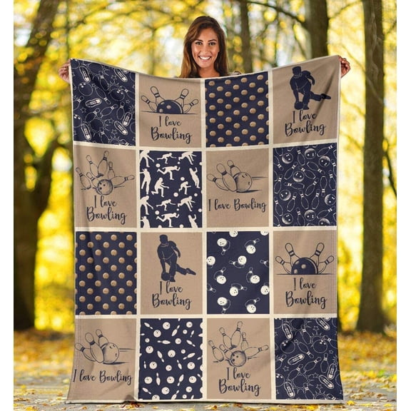I Love Bowling Player Vintage Ultra Soft Cozy Plush Fleece Blanket, Sofa Blanket, Bedding Blanket Gift, 30x40in Fleece Blanket