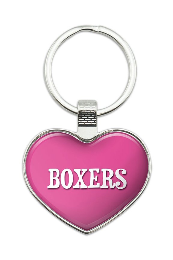 I Love Boxers Heart Metal Key Chain