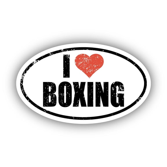 I Love Boxing I Heart Euro Oval Sticker Vinyl 3M Decal 3 In x 5 In