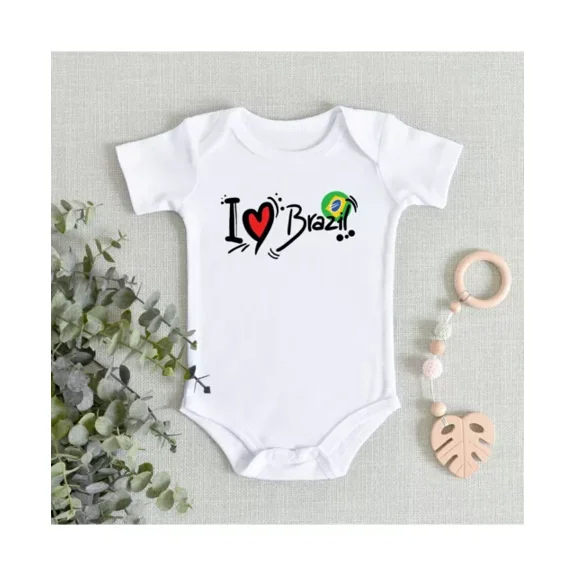 I Love Brazil Best Shower Gift Cute Infant Fun Flag Baby Bodysuit Cute Baby Onesie, Baby Bodysuit Lat 4424 Cute Baby Onesie, BABY BODYSUIT LAT 4424