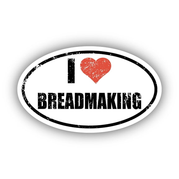 I Love Breadmaking I Heart Euro Oval Sticker Vinyl 3M Decal 3 In x 5 In