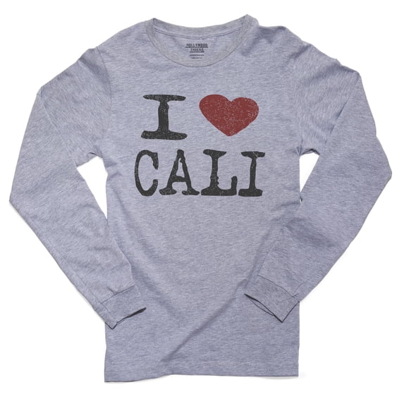 I Love Cali With Red Heart California Pride Men's Long Sleeve Grey T-Shirt