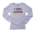 thumbnail image 1 of I Love Camping Very Cool Camp Themed Graphic Women's Long Sleeve Grey T-Shirt, 1 of 2