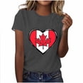thumbnail image 1 of I Love Canada Graphic T-Shirt - Canadian Flag Heart Design | Women's Patriotic July 1st Short Sleeve Crew Neck Celebration Top, 1 of 4