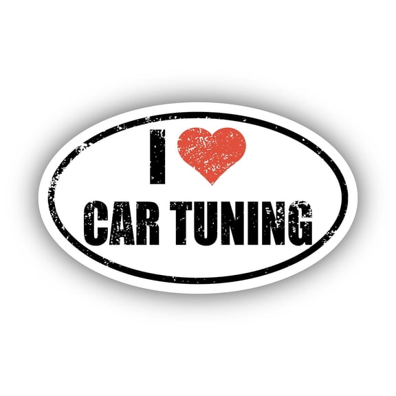 I Love Car Tuning I Heart Euro Oval Sticker Vinyl 3M Decal 3 In x 5 In