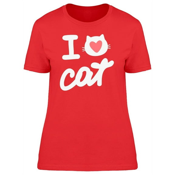 I Love Cat Cat & Heart T-Shirt Women -Image by Shutterstock, Female Small