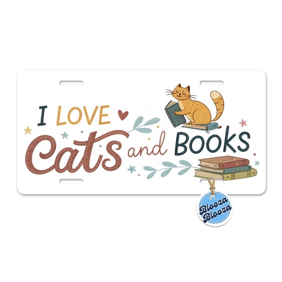 I Love Cats Books Reader Metal Novelty License Plate