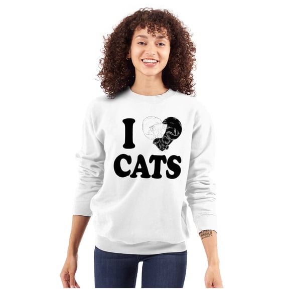 I Love Cats Cute 2 Kitties Yin Yang Women Crewneck Sweatshirt Brisco Brands X