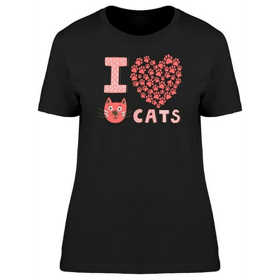 I Love Cats Heart Made Of Paws T-Shirt Women -Image by Shutterstock, Female Large