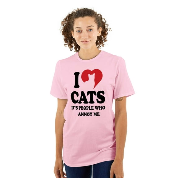I Love Cats People Annoy Me Funny Pet Women's Graphic T Shirt Tees Brisco Brands L