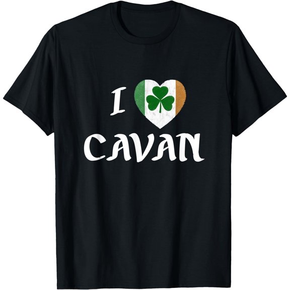 I Love Cavan Ireland Eire Flag Heart Shamrock Irish T-Shirt