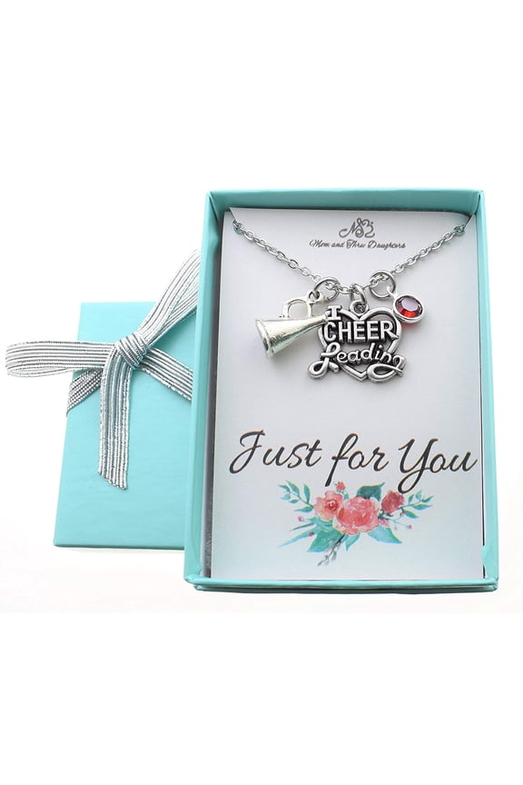 I Love Cheerleading Necklace with a Megaphone Charm on a 14" Silver Stainless Chain. Gift for Cheerleader. Cheer Gifts. Gift for Her