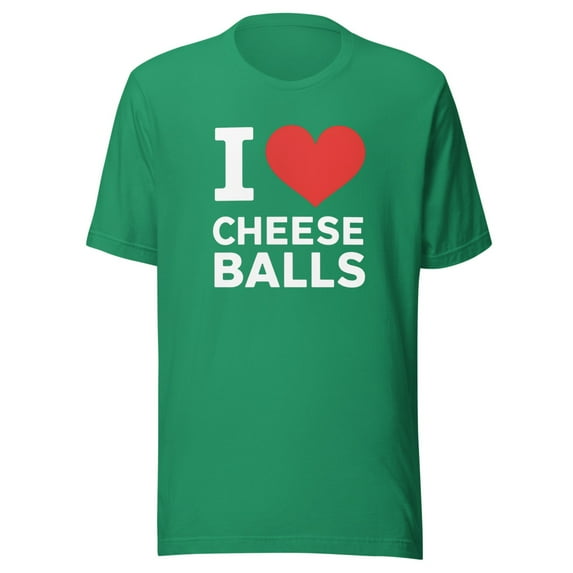 I Love Cheese Balls Shirt, Unisex, I Heart Cheese Balls, Funny Foodie Shirt, Funny Cheese Ball Lover Shirt, Junk Food, Appetizer, Gag Gift (Kelly, S)