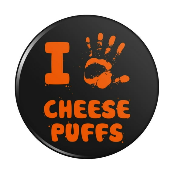 I Love Cheese Puffs Hand Print and Crumbs Funny Kitchen Refrigerator Locker Button Magnet