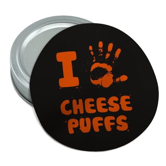 I Love Cheese Puffs Hand Print and Crumbs Funny Round Rubber Non-Slip Jar Gripper Lid Opener