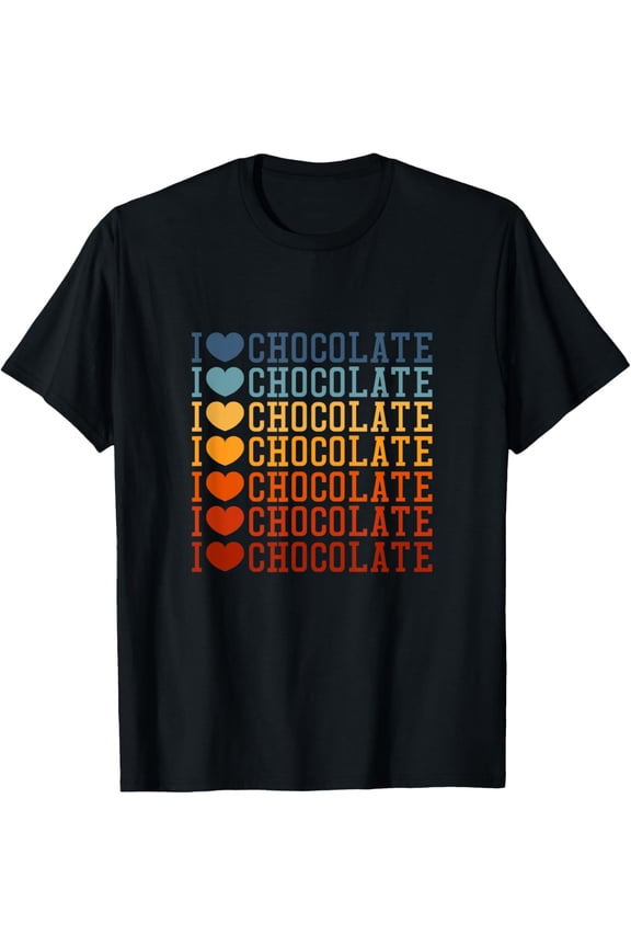 I Love Chocolate Sweets Dessert Chocolates Lover Retro T-ShirtMen and women, Black T-shirt, size: Extra large