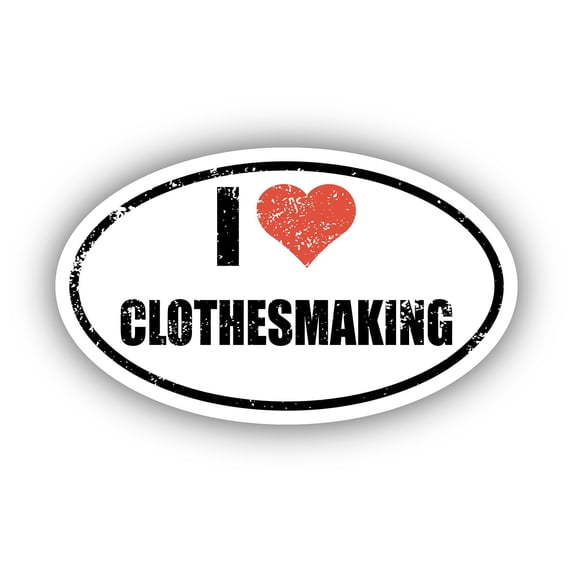 I Love Clothesmaking I Heart Euro Oval Sticker Vinyl 3M Decal 3 In x 5 In