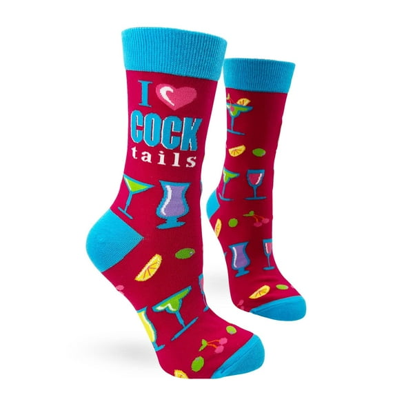 I Love Cocktails Novelty Crew Socks for Women