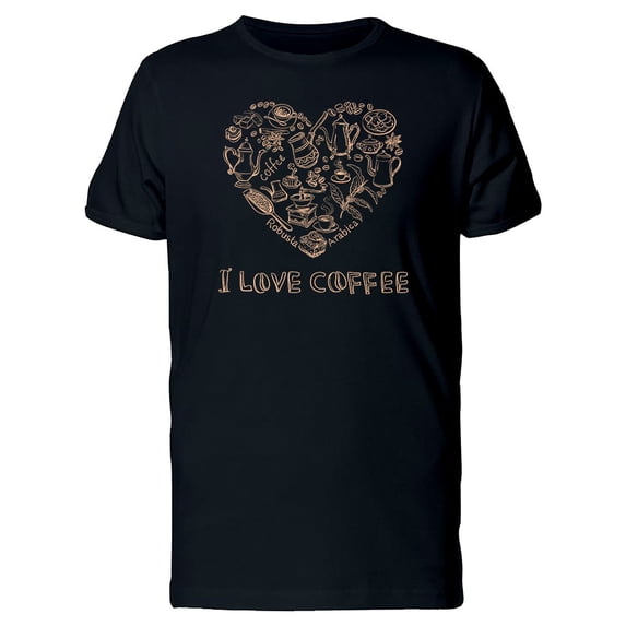 I Love Coffee Heart Shape Doodle T-Shirt Men -Image by Shutterstock, Male XX-Large
