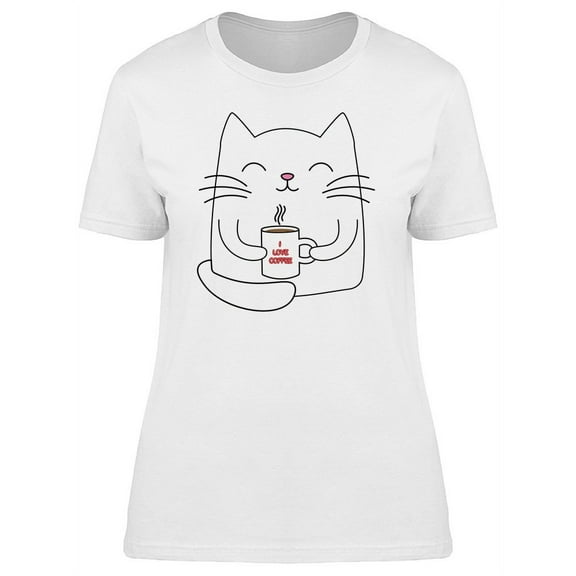 I Love Coffee Kitten Mug T-Shirt Women -Image by Shutterstock, Female XX-Large