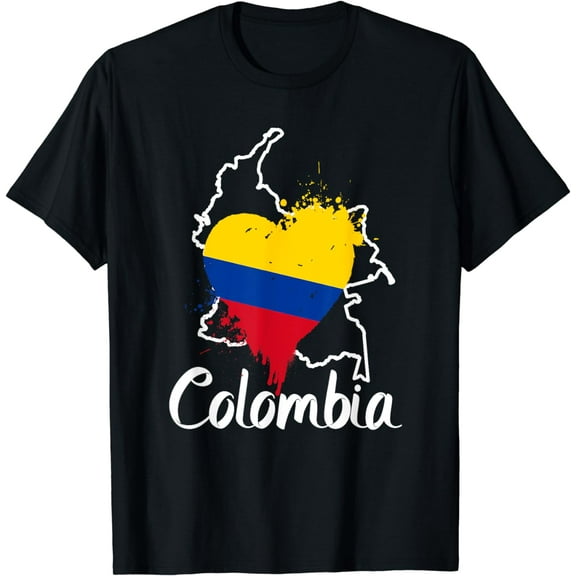 I Love Colombia National Flag Colors Heart With Map T-Shirt T-Shirt