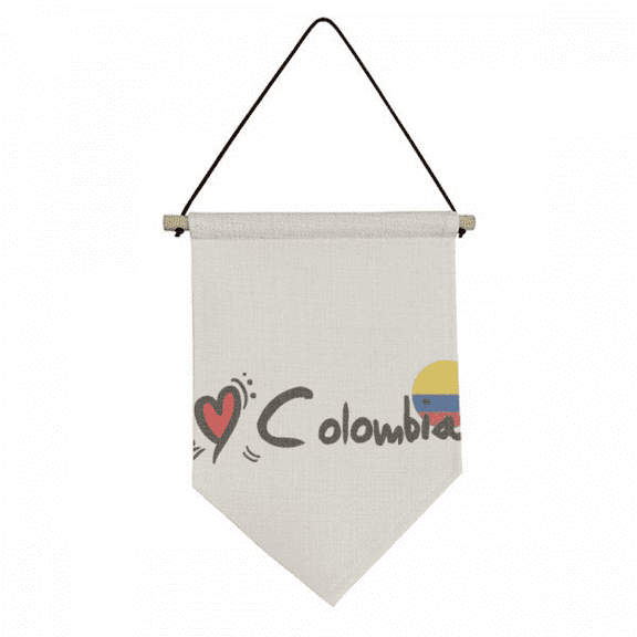 I Love Colombia Word Flag Love Heart Illustration Canvas Flag Hanging Wall Art Decor Banner