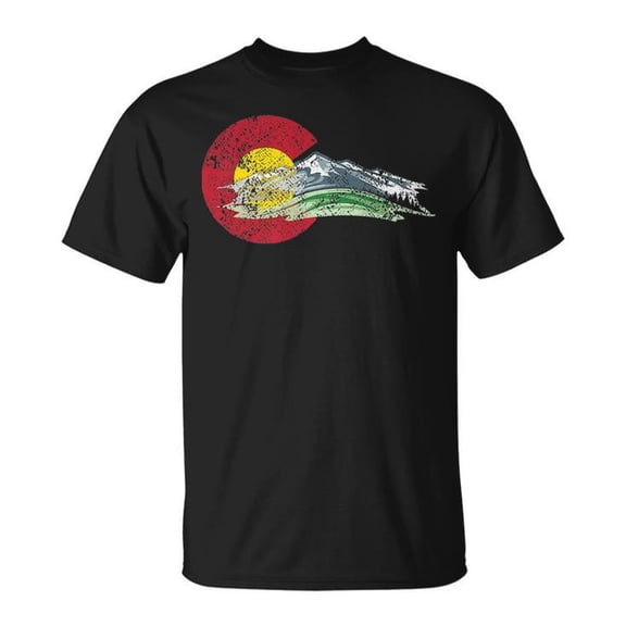 I Love Colorado Flag Mountain Tee – Unisex Adult Cotton T-Shirt with Scenic Nature Graphic, Casual Souvenir Shirt for Hikers or Outdoor Enthusiasts, Size S, Color Black