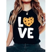 I Love Cookies Kawaii Chocolate Chip Cookie T-Shirt Graphic Tee summer Tops For Women Round Neck Fashion Cotton shirts