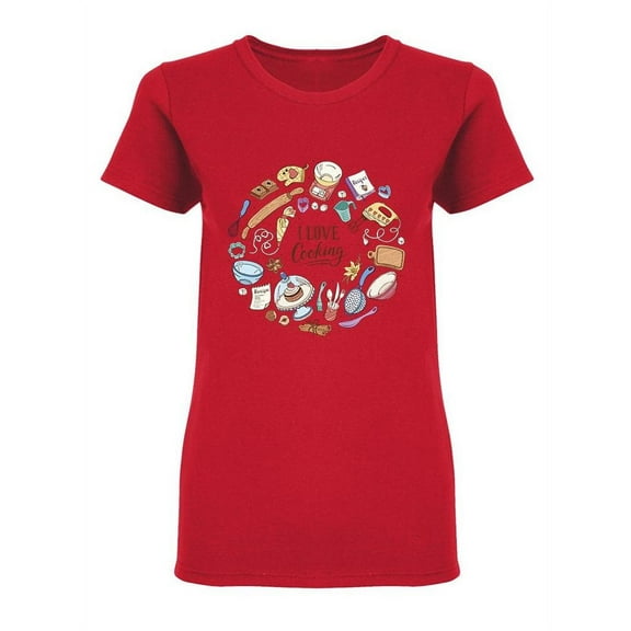 I Love Cooking Design Shaped T-Shirt Women -Image by Shutterstock, Female XX-Large