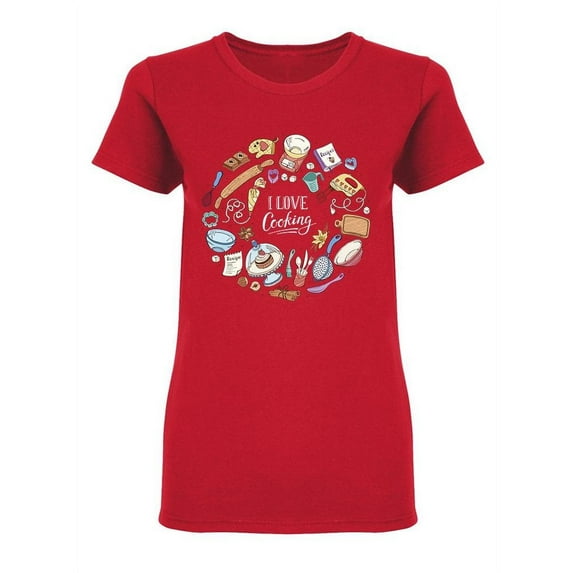 I Love Cooking Graphic Shaped Tee Women's -Image by Shutterstock