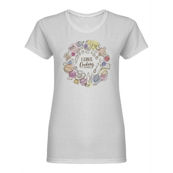 I Love Cooking Shaped T-Shirt Women -Image by Shutterstock, Female Medium