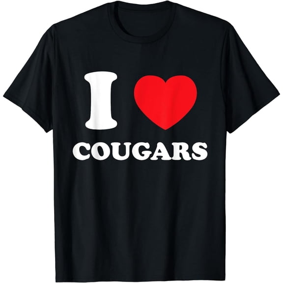 I Love Cougars Vintage Graphic T Shirts, Women's Crew Neck Casual Premium Polyester Breathable Tee