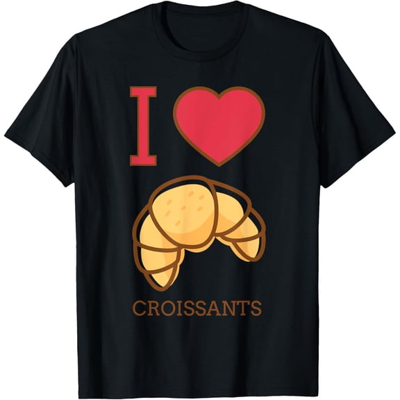I Love Croissants T-Shirt French Pastry Bakery Bread Heart T-Shirt