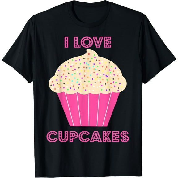 I Love Cupcakes V2 T-Shirt (Unisex by Popular Demand)Men and women, Black T-shirt, size: Extra large S-4XL