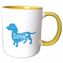 3drose, I Love Dachshunds, 11oz Two-tone Yellow Mug