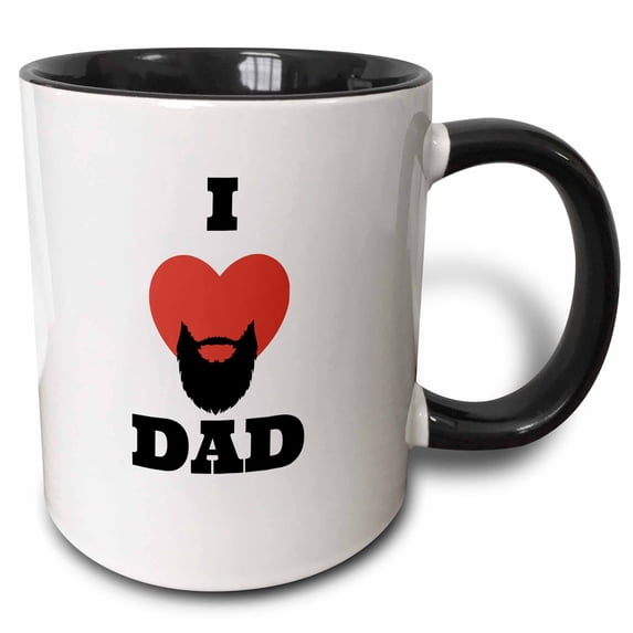 3drose, I Love Dad - Beard, 11oz Two-tone Black Mug