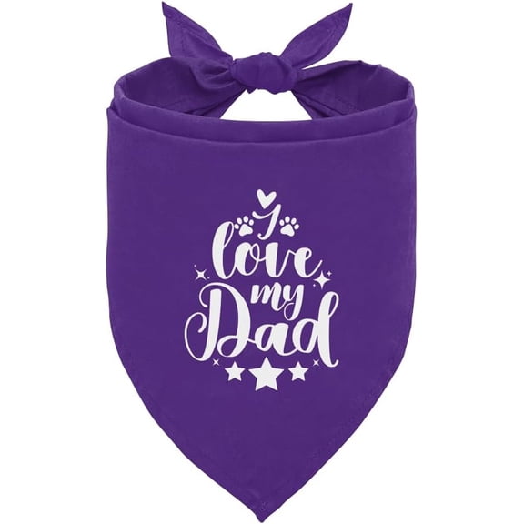 I Love My Dad Dog Bandana, Purple Dog Bandana, Dog Scarf Accessories, Pet Dog Triangle Scarf, Boy Dog Accessories, Dog Bandana for Small Medium Large Dogs, Gifts from Dogs to Dad (E25)