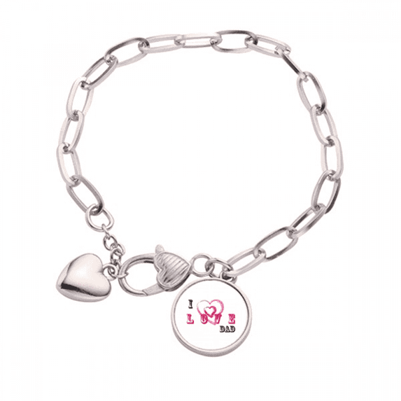I Love Dad Forever Faly Heart Chain Bracelet Jewelry Charm Fashion