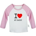 thumbnail image 1 of I Love My Daddy Novelty T shirt For Baby, Newborn Babies T-shirts, Infant Tops, 0-24M Kids Graphic Tees Clothing (Long Pink Raglan T-shirt, 12-18 Months), 1 of 4