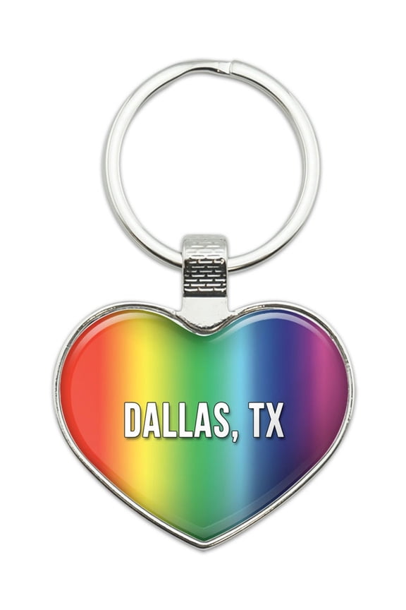 I Love Dallas TX Heart Metal Key Chain