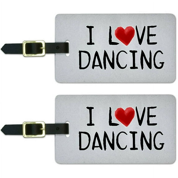 I Love Dancing Written on Paper Luggage Suitcase Carry-On ID Tags, Set of 2