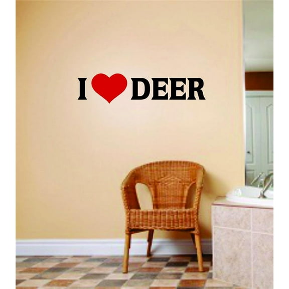 I Love Deer Quote Mens Hunting Sport Peel & Stick Bedroom Home Decor Vinyl Wall Decal Stickers 4 X 16 Inches