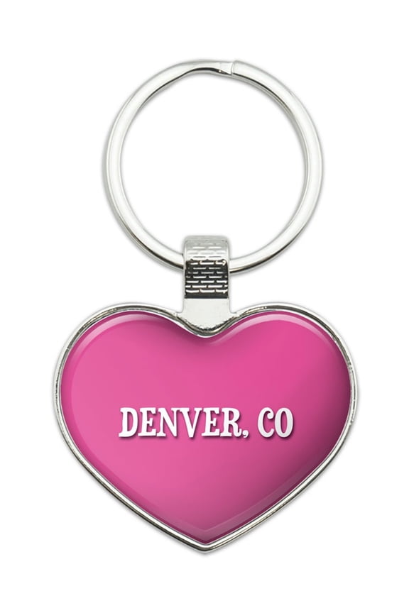 I Love Denver CO Heart Metal Key Chain