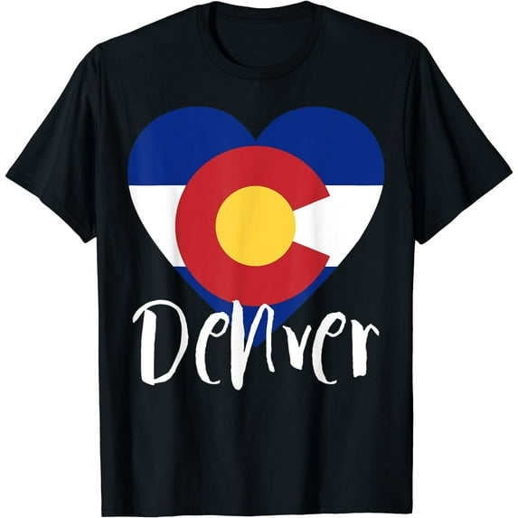I Love Denver Colorado CO State Flag Heart Rocky Mountains T-Shirt Black 3X-Large