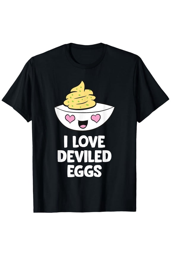 I Love Deviled Eggs Funny Deviled Egg Lover T-Shirt 100% Cotton, Holiday Birthday Christmas Gift for Men Women Family Friends, S-XXXL, Black