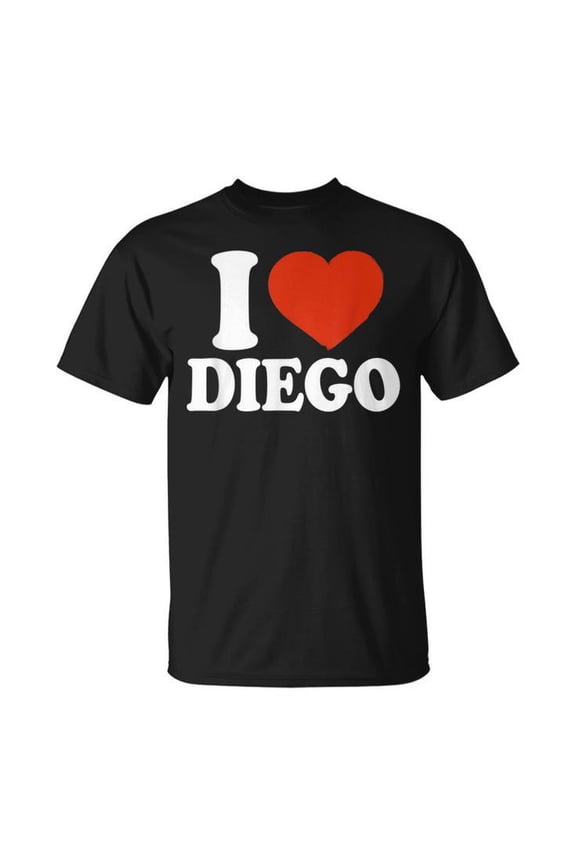 I Love Diego I Heart Diego Red Heart Valentine Graphic Cotton Tee Unisex Adult Casual Romantic Holiday T-Shirt, Size 5XL, Color Black