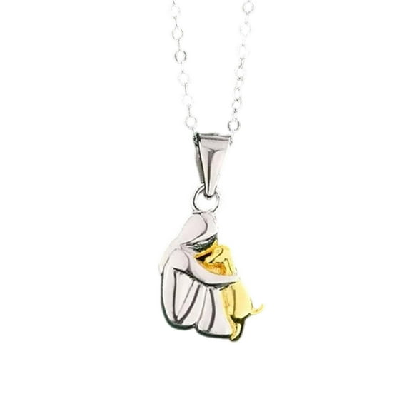 I Love My Dog Necklace - Two Tone Chain with Forever in My Heart Charm Pendant for Dog Moms, Pet Lovers, Rescue Pet Parents, and Puppy Lovers Gift Idea