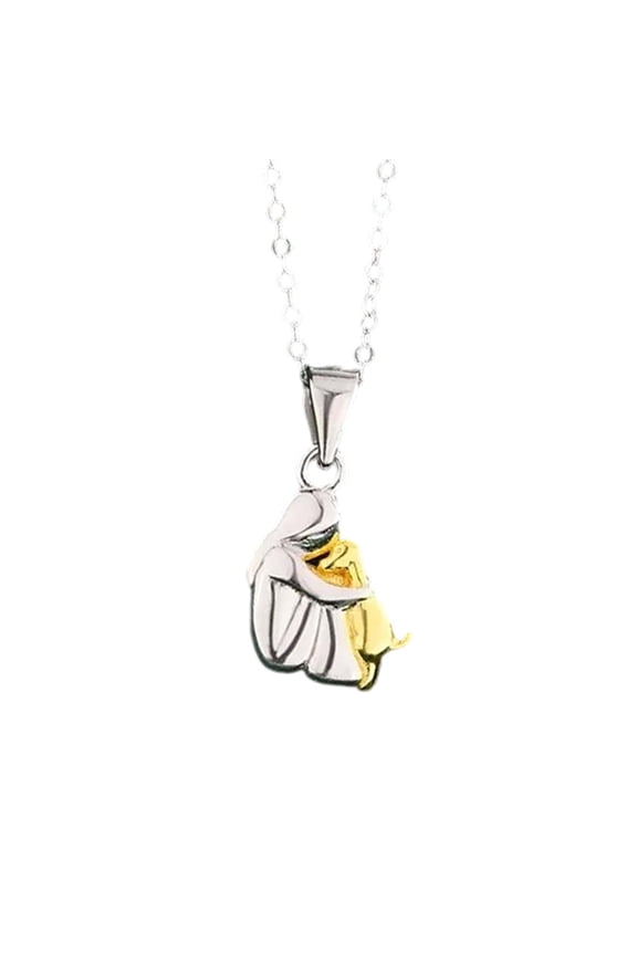 I Love My Dog Necklace - Two Tone Chain with Forever in My Heart Charm Pendant for Dog Moms, Pet Lovers, Rescue Pet Parents, and Puppy Lovers Gift Idea