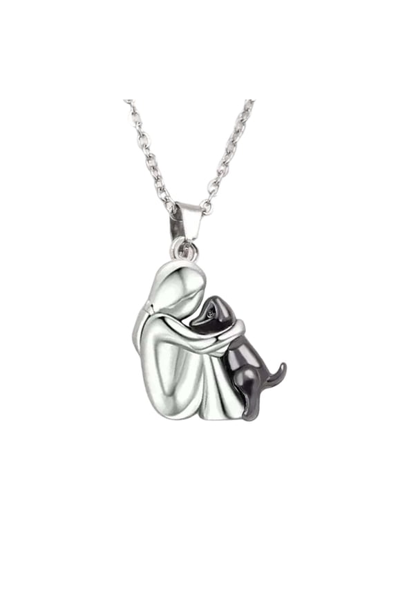 I Love My Dog Necklace - Two Tone Chain with Forever in My Heart Charm Pendant for Dog Moms, Pet Lovers, Rescue Pet Parents, and Puppy Lovers Gift Idea